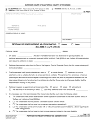 Document preview: Form RI-PR074 Petition for Reappointment as Conservator - County of Riverside, California