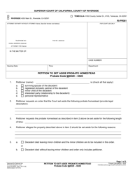Document preview: Form RI-PR081 Petition to Set Aside Probate Homestead - County of Riverside, California
