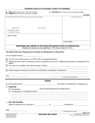 Form RI-JV016 Response and Order to Petition for Modification of Disposition - County of Riverside, California