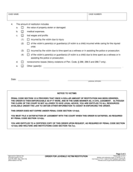 Form RI-JV021 Order for Juvenile Victim Restitution - County of Riverside, California, Page 2