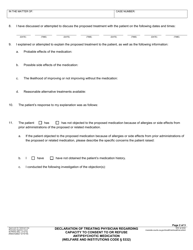 Form RI-PR052 Declaration of Treating Physician Regarding Capacity to Consent to or Refuse Antipsychotic Medication - County of Riverside, California, Page 2