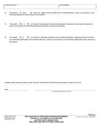 Form RI-PR052 Declaration of Treating Physician Regarding Capacity to Consent to or Refuse Antipsychotic Medication - County of Riverside, California, Page 3