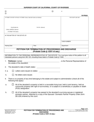 Document preview: Form RI-PR050 Petition for Termination of Proceedings and Discharge - County of Riverside, California