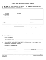 Document preview: Form RI-PR008 Bid in Open Court on Sale of Real Property - County of Riverside, California