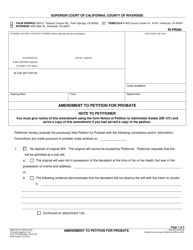 Form RI-PR085 Amendment to Petition for Probate - County of Riverside, California