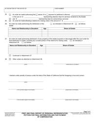 Form RI-PR006 First and Final Report of Personal Representative; Petition for Final Distribution and for Payment of Compensation - County of Riverside, California, Page 7