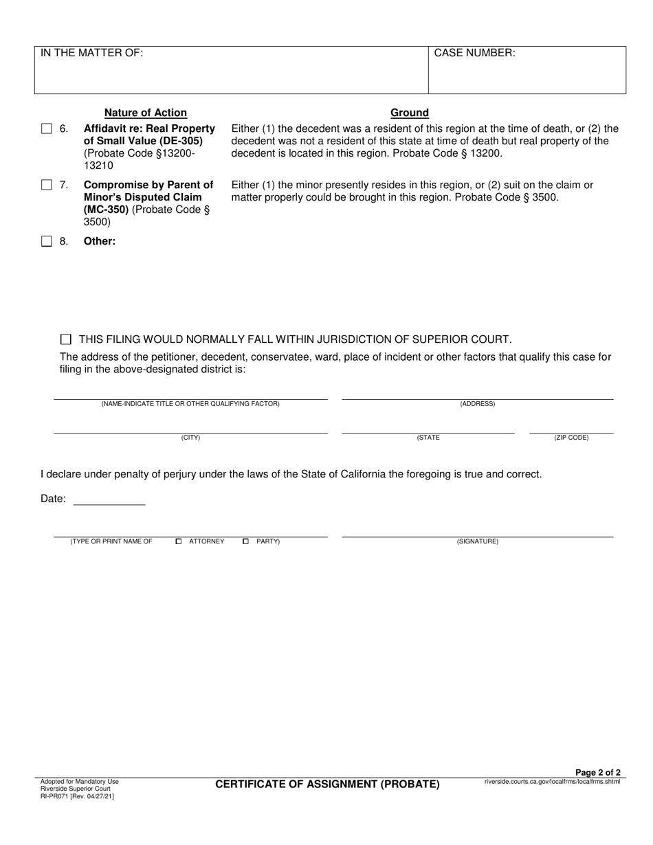 Form RI-PR071 - Fill Out, Sign Online and Download Fillable PDF, County ...