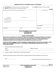Document preview: Form RI-PR058 Trust Documents Cover Sheet - County of Riverside, California