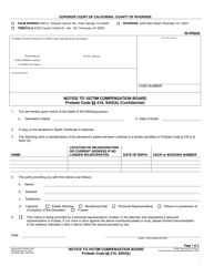 Document preview: Form RI-PR039 Notice to Victim Compensation Board - County of Riverside, California