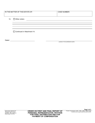 Form RI-PR007 Order on First and Final Report of Personal Representative; Petition for Final Distribution and for Payment of Compensation - County of Riverside, California, Page 3