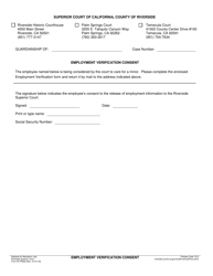 Document preview: Form RI-PR093 Employment Verification Consent - County of Riverside, California
