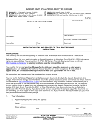 Form RI-AP001 Notice of Appeal and Record of Oral Proceedings (Infraction) - County of Riverside, California, Page 4