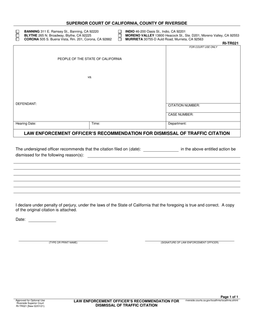 Form RI-TR021  Printable Pdf