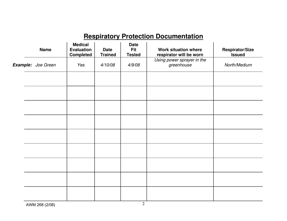 Form AWM268 Annual Respiratory Protection Program - County of San Diego, California, Page 2