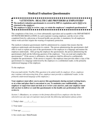 Document preview: Medical Evaluation Questionnaire - County of San Diego, California