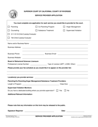 Document preview: Form RI-FL013 Service Provider Application - County of Riverside, California