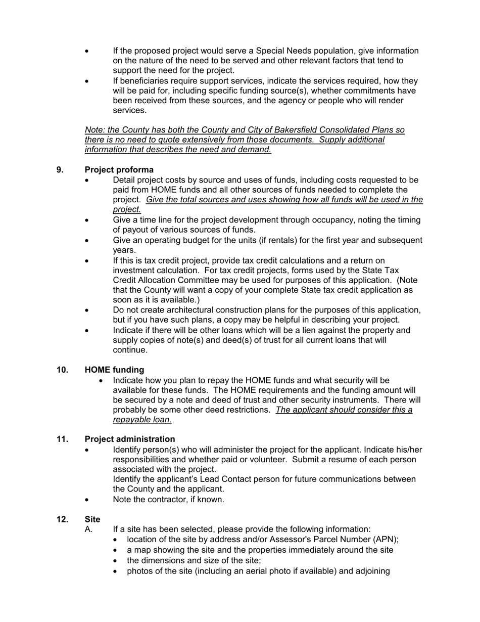 Home Program Housing Developer Pre-application - County of Kern, California, Page 3