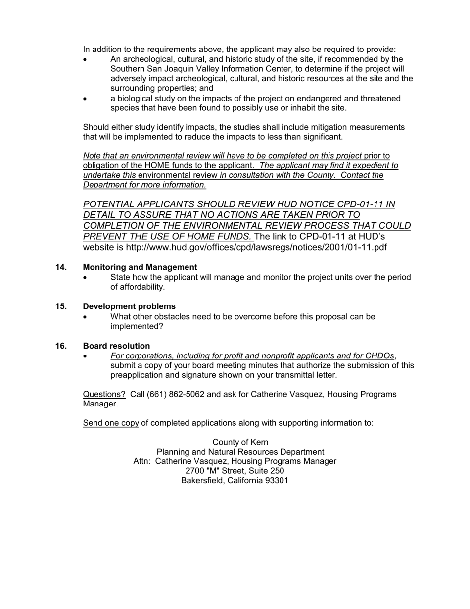 Home Program Housing Developer Pre-application - County of Kern, California, Page 5