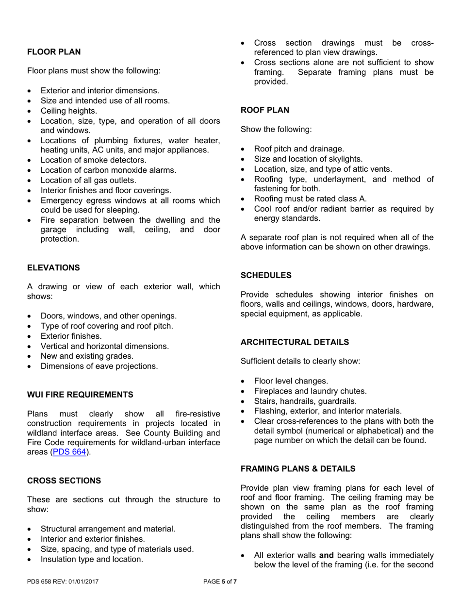 Form PDS658 Minimum Essential Plan Submittal Items for Single Family Dwellings and Accessory Structures - County of San Diego, California, Page 5