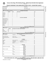 Form PDS292 Mobile Home Park/Site Permit Application - County of San Diego, California, Page 2