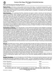 Form PDS620 Right of Entry/Hold Harmless - County of San Diego, California, Page 2