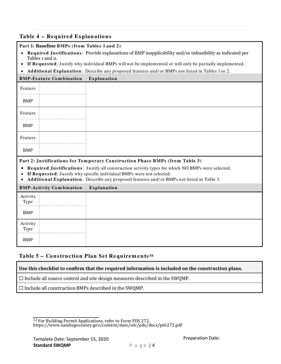 Stormwater Quality Management Plan (Swqmp) for Standard Projects - County of San Diego, California, Page 6