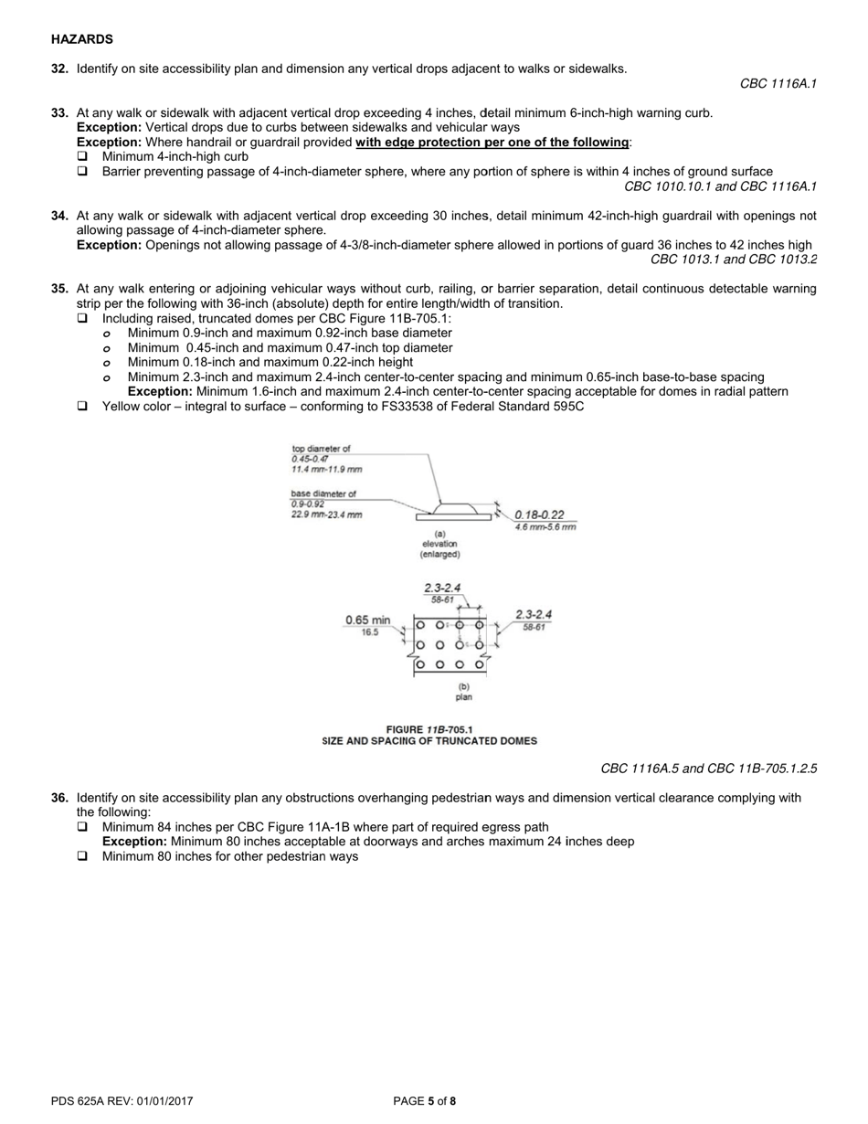 Form PDS625A Accessibility Correction List for Multifamily Housing - Code Applicability, Site Accessibility, and Exterior Routes of Travel - County of San Diego, California, Page 5