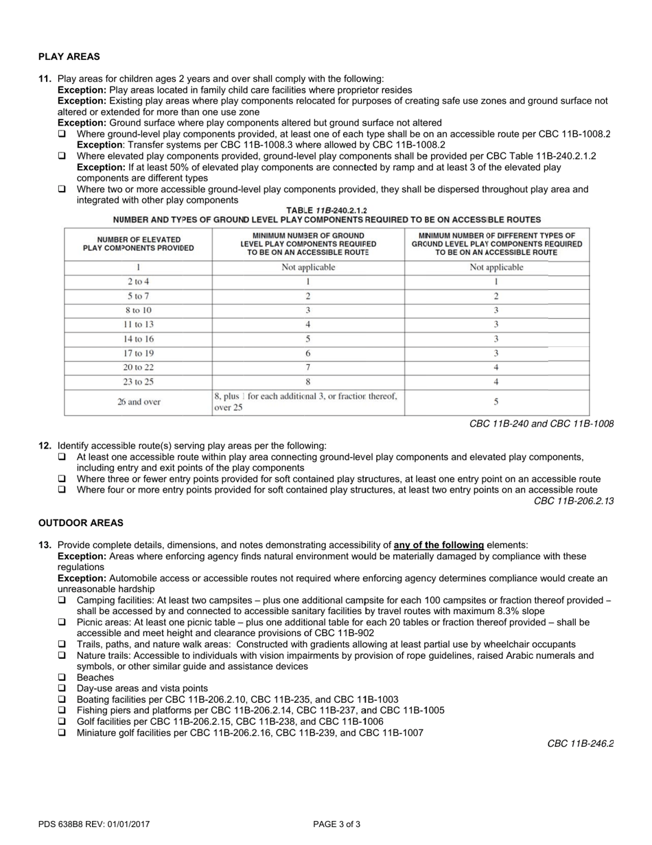 Form PDS638B8 Accessibility Correction List for Public Accommodations  Commercial Buildings - Recreational and Outdoor Uses - San Diego County, California, Page 3