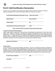 Form PDS136 Building Self-certification Program - County of San Diego, California, Page 4
