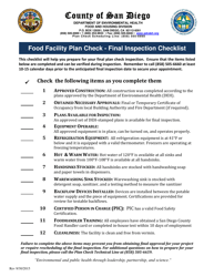 Document preview: Food Facility Plan Check - Final Inspection Checklist - County of San Diego, California