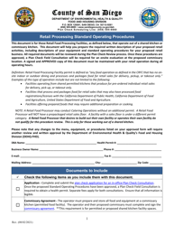 Retail Processing Standard Operating Procedures - County of San Diego, California