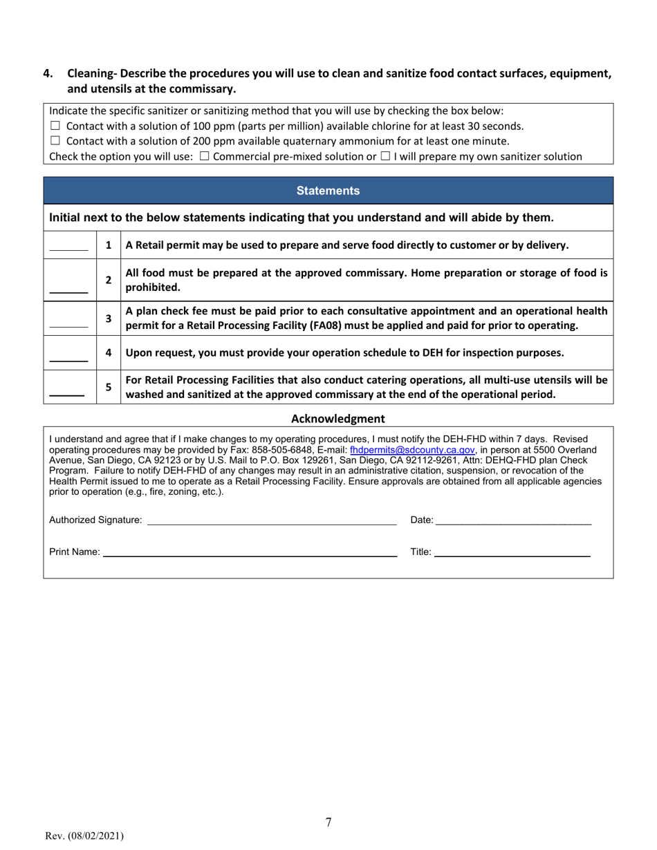 Retail Processing Standard Operating Procedures - County of San Diego, California, Page 7