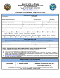 Temporary Food Facility Vendor Permit Application - County of San Diego, California, Page 3
