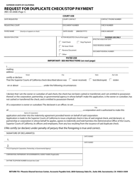 Document preview: Request for Duplicate Check/Stop Payment - County of Riverside, California