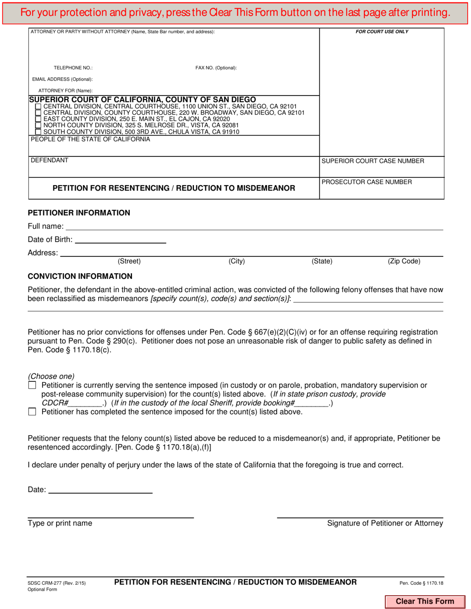 Form CRM-277 - Fill Out, Sign Online and Download Fillable PDF, County ...