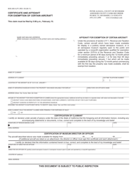 Form BOE-260-A Certificate and Affidavit for Exemption of Certain Aircraft - County of Riverside, California