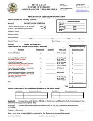 Form ACR402 &quot;Request for Assessor Information&quot; - County of Riverside, California
