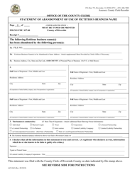 Form ACR863 &quot;Statement of Abandonment of Use of Fictitious Business Name&quot; - County of Riverside, California