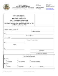Form ACR868 &quot;Notary Public Request for Copy 8206(C) Government Code&quot; - County of Riverside, California
