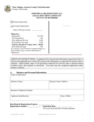Form ACR620 &quot;Individual Registration as a Legal Document Assistant&quot; - County of Riverside, California