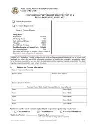 Form ACR616 &quot;Corporation/Partnership Registration as a Legal Document Assistant&quot; - County of Riverside, California