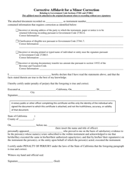 Document preview: Corrective Affidavit for a Minor Correction - County of Riverside, California