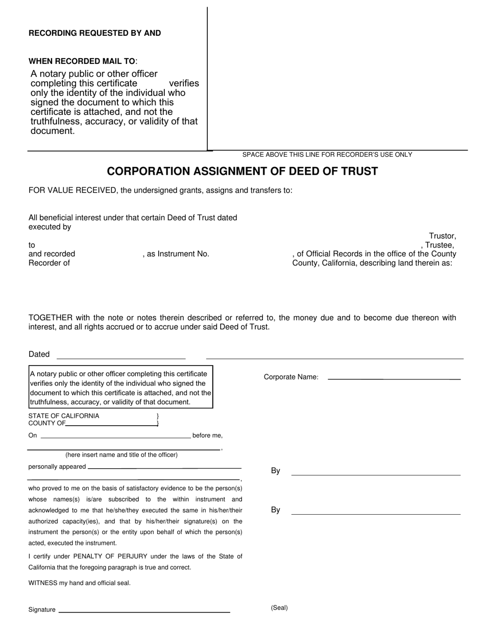 what is a corporate assignment deed of trust