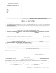 Document preview: Notice of Completion - County of Riverside, California