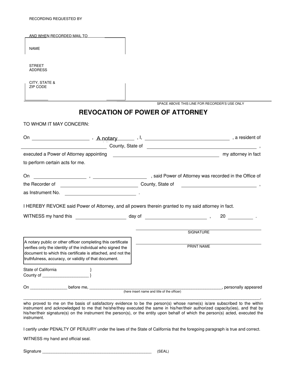 Revocation of Power of Attorney - County of Riverside, California, Page 1