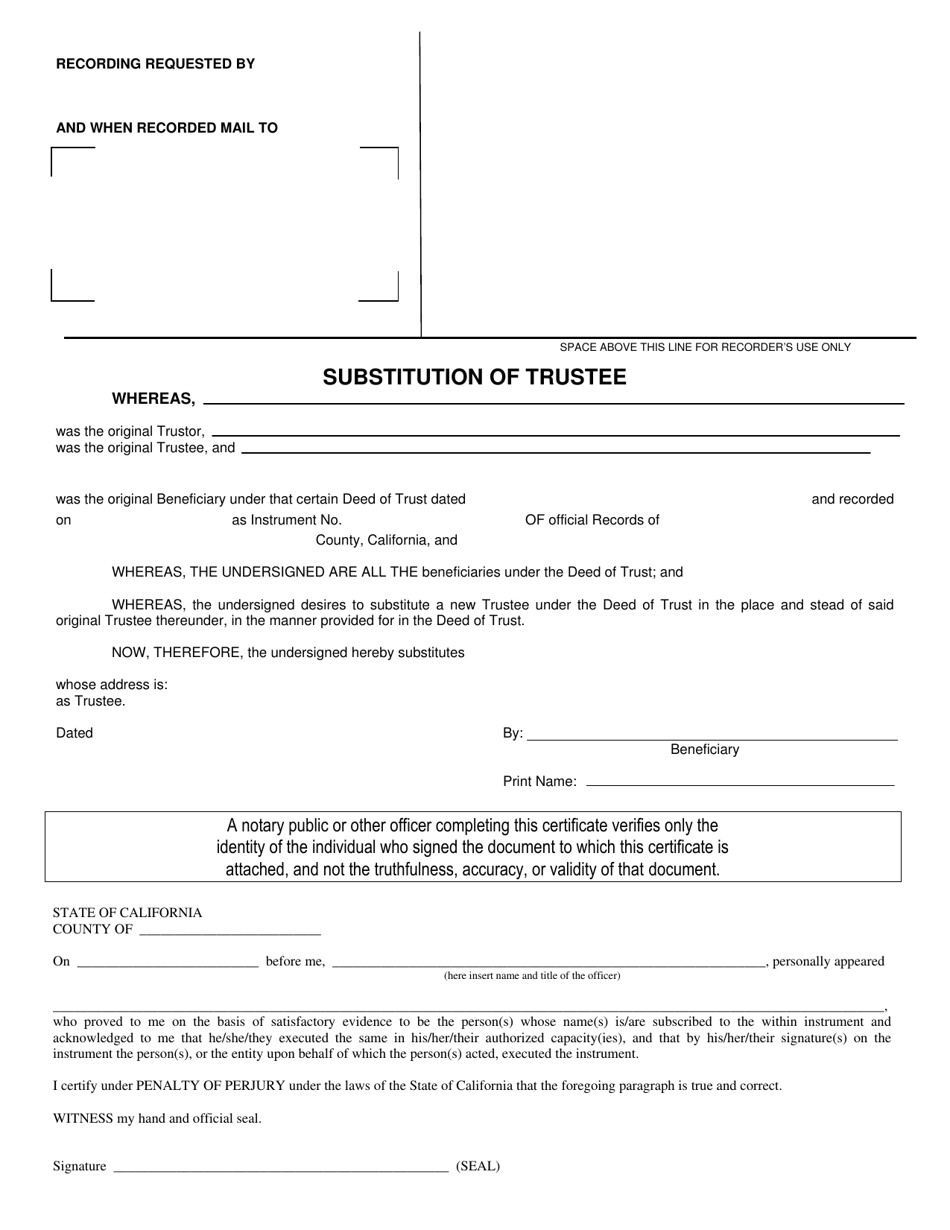 Substitution of Trustee - County of Riverside, California, Page 1