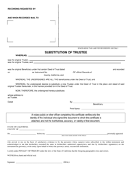 Document preview: Substitution of Trustee - County of Riverside, California
