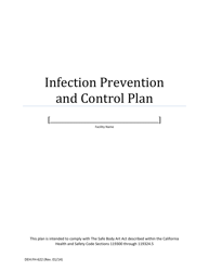 Document preview: Form DEH:FH-622 Infection Prevention Control Plan Template - County of San Diego, California