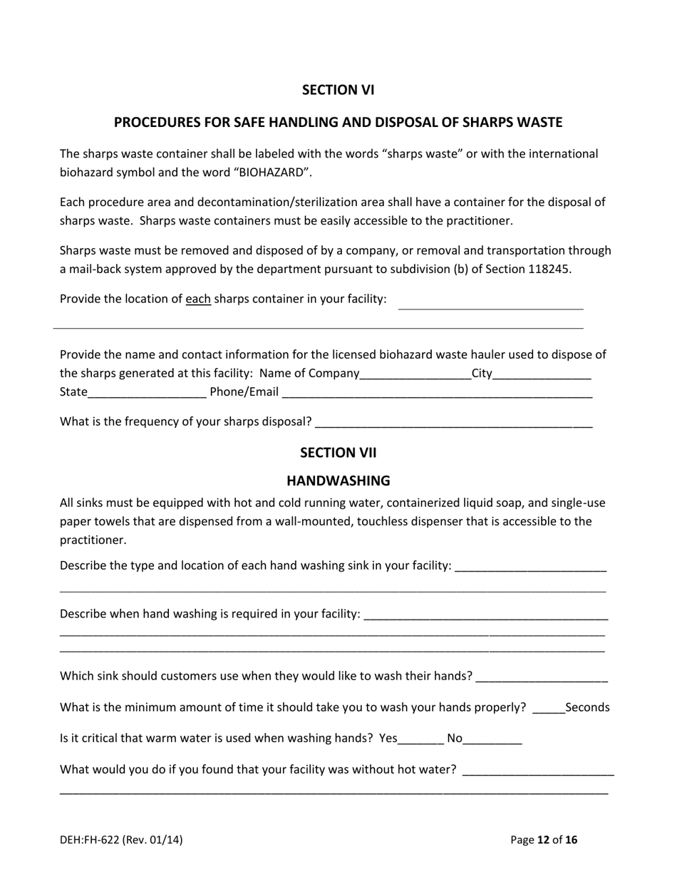 Form DEH:FH-622 Infection Prevention Control Plan Template - County of San Diego, California, Page 12