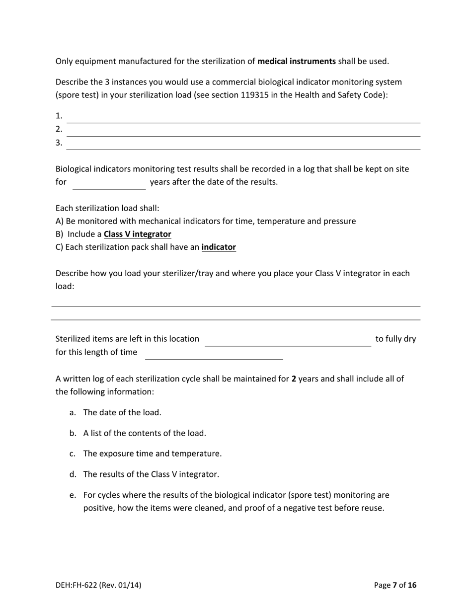 Form DEH:FH-622 Infection Prevention Control Plan Template - County of San Diego, California, Page 7